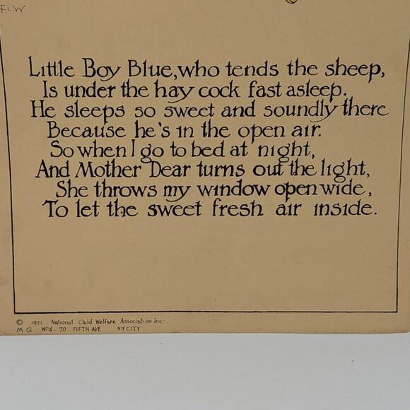 1922 National Child Welfare Association Inc Little Boy Blue Print Poster - Picture 5 of 7